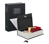 Relaxdays Libro Cassaforte con Serratura, Cassetta di Sicurezza, Acciaio, 2 Chiavi, HxLxP: 27x20x6,5 cm, Nero