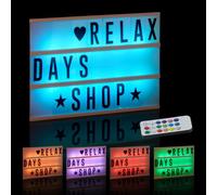 Relaxdays Light Box Cambia Colore, Insegna Luminosa, 85 Lettere & Simboli, 3 Righe, A Batterie, Lampada, Cornice, Bianco, Set da 1 pz