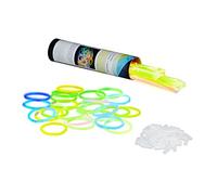 Relaxdays Lightstick con Connettori, Durata Luce 8 Ore, 100 Bastoncini Fluorescenti, Braccialetti Luminosi, Vari Colori