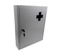 Relaxdays Lockable Medicine Cabinet Armadietto chiudibile a Chiave, 5 Scomparti, AxLxP: 43 x 35,5 x 8 cm, per medicinali, Bianco/Grigio, 100% Ferro, 43 x 35.5 x 8 cm