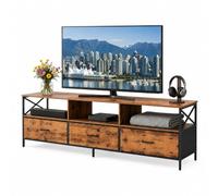 Relaxdays Lowboard TV con cassetti, MDF e metallo, marrone/nero | Tavolino per Salotto, HLP: 50x147x40 cm