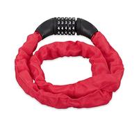 Relaxdays Lucchetto a Combinazione per Bicicletta, Catenaccio Sicurezza con Codice a 5 Cifre, in Acciaio, 120 cm, Rosso