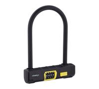 Relaxdays Lucchetto per Bici, Combinazione a 4 Numeri, U Lock per Biciclette e E-Bike, Acciaio, Plastica, Nero Giallo, 25 x 18 x 3,5 cm