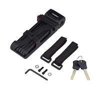 Relaxdays Lucchetto da Bici Pieghevole, Lock per Biciclette con Supporto su Telaio, 2 Chiavi, Lungo 85 cm, Acciaio, Nero
