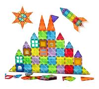 Relaxdays Magnetbausteine Mattoncini, XXL, 100 Pezzi, Diverse Forme, Giocattoli, 3 Anni in su, Pietre magnetiche per Bambini, Multicolore, Ferro, plastica