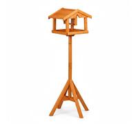 Relaxdays Mangiatoia per Uccelli con piedistallo in Legno d'abete, s Falda, per Giardino e terrazza, Arancio, 117x50x50