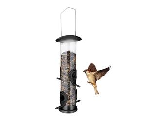 Relaxdays Mangiatoia nera per uccelli con posatoi