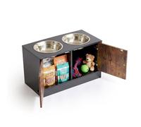 Relaxdays mangiatoia per cani rialzata, 2 ciotole, nero/marrone