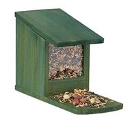 Relaxdays Mangiatoia per Scoiattoli, Autoportante, in Legno, HxLxP: 17,5 x 12 x 25 cm ca. Colore Verde Scuro