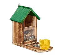 Relaxdays Mangiatoia per Scoiattoli, Casetta in Legno da Appendere, con Ciotola Acqua, HLP 28x17x28,5 cm, Marrone Verde