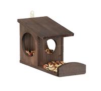 Relaxdays Mangiatoia per Scoiattoli, da Appendere, in Legno, HxLxP: 17,5 x 14 x 25 cm ca. Colore Marrone Scuro