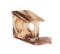 Relaxdays Mangiatoia per Scoiattoli, da Appendere, in Legno, HxLxP: 17,5 x 14 x 25 cm ca. Colore Legno Fiammato