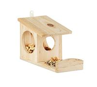 Relaxdays, 5 x 14 x 25 cm ca. Colore Naturale Mangiatoia per Scoiattoli, da Appendere, in Legno, HxLxP: 17