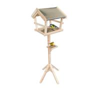 Relaxdays Mangiatoia per Uccelli con Supporto, Tetto Impermeabile, Giardino, Balcone e terrazza, Legno Naturale