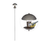 Relaxdays Mangiatoia per Uccelli, Stazione di Alimentazione, da Appendere, Giardino e Balcone, con Asta H: 17cm, Argento