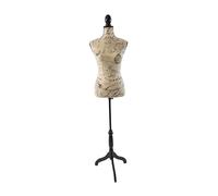 Relaxdays Manichino da sarta Donna, Altezza Regolabile 130-167 cm, Base in Legno, Beige/Nero, 167x41x34 cm