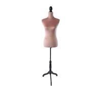 Relaxdays Manichino da sarta Donna, Regolabile 130-167 cm, Velluto Rosa Antico/Nero, Base Legno, Misura 167x41x34 cm