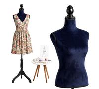 Relaxdays manichino da sarta regolabile per donna, blu scuro/nero