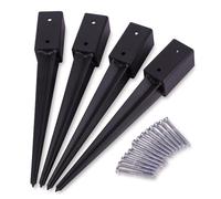 Relaxdays, manicotto d'innesto, set da 4, 750 mm, per 80 x 80 mm, nero | Acciaio inossidabile, per pali da recinzione, viti incluse, supporti da battere, senza cemento, resistente alle intemperie