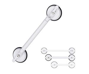 Relaxdays Maniglia da Doccia con Ventose, L 57-69 cm, 70 kg di Capacità, Supporto per Vasca, Anziani e Bambini, Bianco