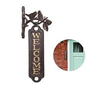 Relaxdays, Marrone Cartello Welcome, con Uccellini, Design Antico, Targhetta Ben