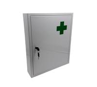 Relaxdays Medizinschrank Serratura a 5 Scomparti, Altezza x Larghezza x profondità: 43 x 35,5 x 8 cm, armadietto dei medicinali, Bianco/Verde, Ferro