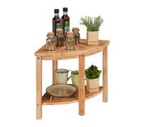 Relaxdays Mensola Angolare da Cucina, Scaffale Portaspezie, 2 Ripiani Salvaspazio, HLP 42x55x39,5 cm, bambù, Naturale