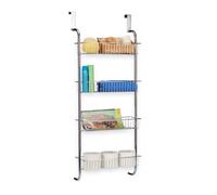 Relaxdays Mensole da Bagno Cromate, Scaffale da Doccia, Metallo, Organizer Cucina da Parete, HLP: 112x45x23 cm, Argento
