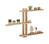 Relaxdays Mensola da Muro per Libri, Scaffale a Parete, 3 Ripiani in Legno di Noce, HLP 56 x 80 x 9 cm, Marrone Naturale