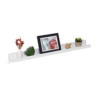Relaxdays Mensola da Muro Sottile, L: 80 cm, Scaffale da Parete, Portaspezie Cucina, Porta Foto, Libri, Salotto, Bianco, Fibra di Legno