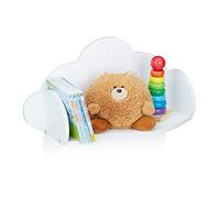 Relaxdays Mensola da Parete a Nuvola, Scaffale Pensile per Cameretta Bambini, MDF, Deco, HxLxP 31,5 x 60 x 21 cm, Bianco