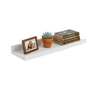 Relaxdays Mensola da Parete, Altezza x Larghezza x profondità: 5 x 60 x 15 cm, in Legno di Noce, per cornici e Decorazioni, Listelli da Parete, Bianco