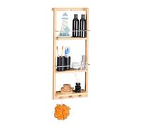 Relaxdays Mensola da Parete Bagno, Scaffale in bambù con 3 Ripiani, HxLxP: 70 x 28,5 x 10 cm, 3 Ganci, Color Naturale