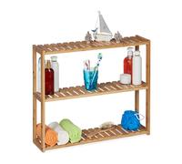 Mensola bambù mobile bagno legno naturale 3 ripiani parete tavolo compatto