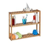 Mensola bambù mobile bagno legno naturale 3 ripiani parete tavolo compatto
