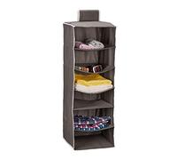 Relaxdays Mensola pensile Organizer da Armadio, a 6 Scomparti, HLP: 96 x 32 x 31 cm, Divisore Interno in Stoffa da Appendere, Grigio, Legno