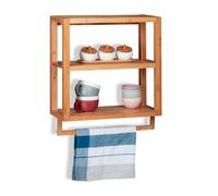 relaxdays Mensola per Doccia in Bambù, 3 Ripiani, Portasciugamani, Scaffale per Cucina & Bagno, HLP 58,5x52x21cm,legno