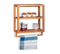 relaxdays Mensola per Doccia in Bambù, 3 Ripiani, Portasciugamani, Scaffale per Cucina & Bagno, HLP 58,5x52x21cm,legno