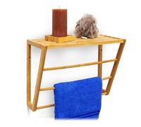 Relaxdays Mensola Portasciugamani da Muro, Guardaroba in bambù, con 3 Sbarre, HxLxP: 30x42x20 cm, da Bagno, Naturale