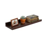 Relaxdays Mensola sospesa da Parete, 5x40x15 cm, Legno di Noce, Marrone | Per cornici e decorazioni