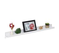 Relaxdays Mensola da Muro Sottile, L: 80 cm, Scaffale da Parete, Portaspezie Cucina, Porta Foto, Libri, Salotto, Bianco, Fibra di Legno