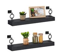 Relaxdays Mensole da Muro, Set 2 Ripiani Sospesi, HLP: 13 x 48 x 12 cm, Scaffale Appeso, Libreria Design Moderno, Nero