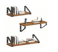 Relaxdays mensole da Parete, Set 3 pz, 30/35/40 cm, Effetto Legno & Metallo, Marrone, da Muro