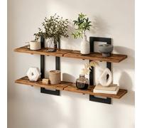 Relaxdays, mensole da parete set di 2, MDF/metallo, marrone vintage | per cucina e bagno, HxLxP: 40 x 38 x 13,5 cm