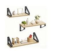 Relaxdays Mensole Set 3 - Effetto legno e metallo 30/35/40 cm per libri e decorazioni