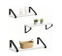 Relaxdays Mensole, Set 3 pz. (30/35/40 cm), Legno/Metallo, Bianche, da Muro