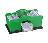 Relaxdays Mescolatore Automatico per 2 Mazzi di Carte Standard, Macchinetta Plastica, Mischiacarte con Manovella, Verde Unisex Adulto, 11 x 23 x 15 cm