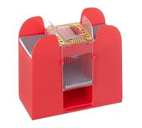 Relaxdays Mescolatore Automatico per Carte da Gioco, Mischiacarte 6 Mazzi, Distributore in Plastica Card Shuffler, Rosso, 20 x 20,5 x 11 cm