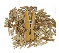 Relaxdays Mini Mollette in Legno, Set 400 Mollettine Foto, Clip per Il Fai da Te, Decorazione, Pinze per Regali, Dorato