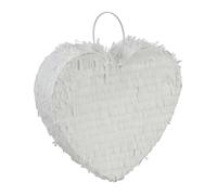 Relaxdays Pinata, a forma di cuore, per bambini e adulti, JGA e matrimonio, da riempire, HxLxP 24 x 25 x 7,5 cm, pignatta montata, bianca, 1 pezzo